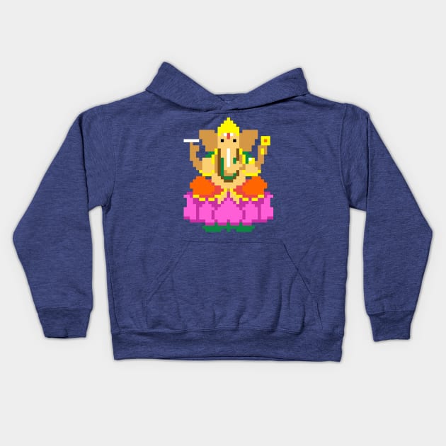 Ganesha Pixel Kids Hoodie by 8bitbaba